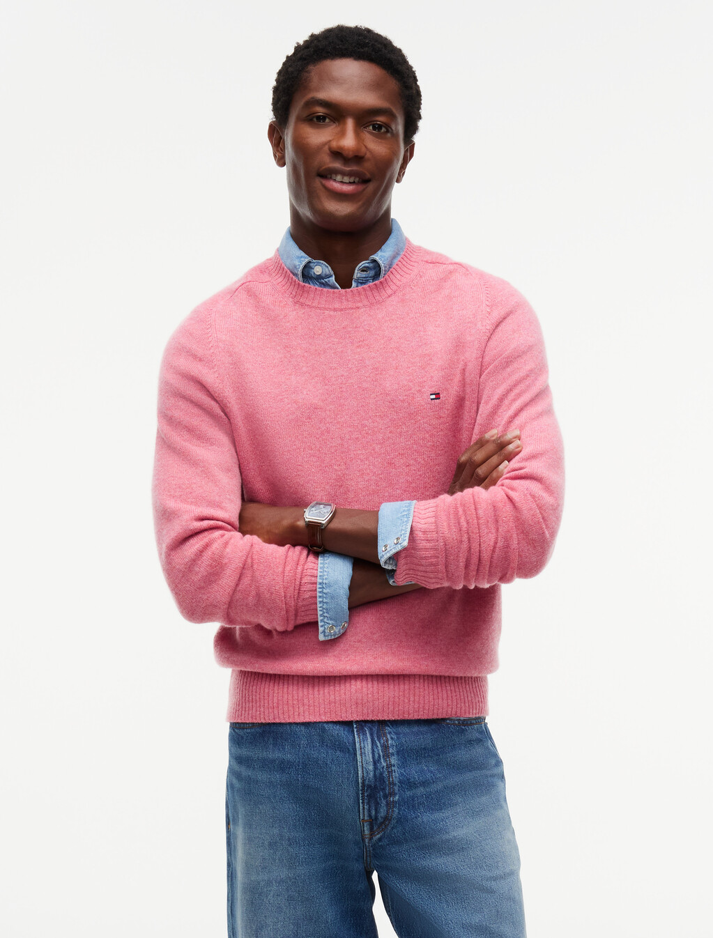 Pure Lambswool Crew Neck Jumper, Synthetic Blush Heather, hi-res