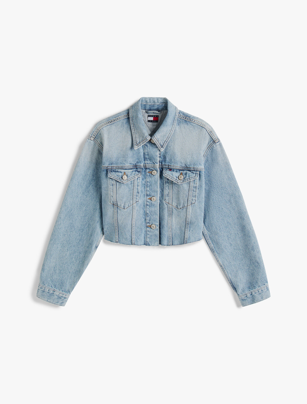 短版卡車司機款牛仔外套, Denim Mid Light Blue, hi-res