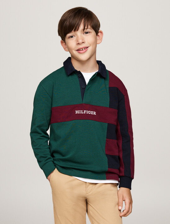 Colour-Blocked Long Sleeve Regular Polo Shirt
