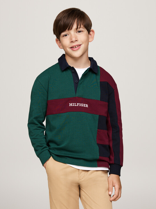 Colour-Blocked Long Sleeve Regular Polo Shirt