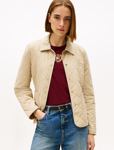 Crest Embroidery Padded Quilted Slim Jacket, Silt, hi-res