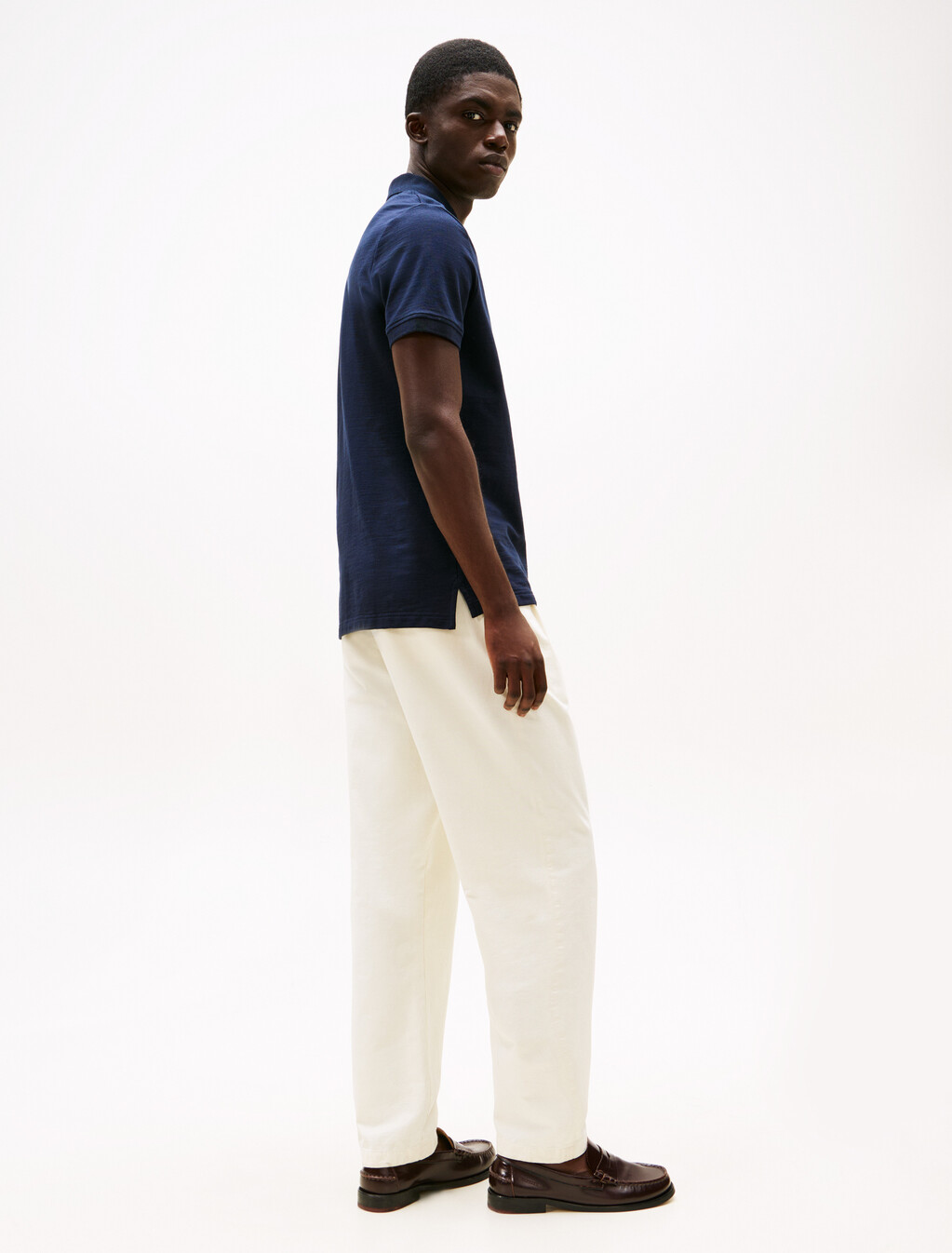 Cotton Linen Terry Polo, Desert Sky, hi-res