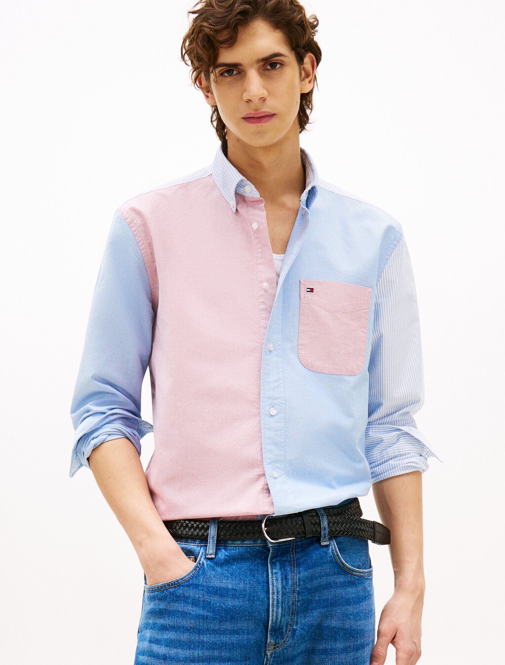 Americana Color Block Shirt, Shirt Blue / Multi, hi-res