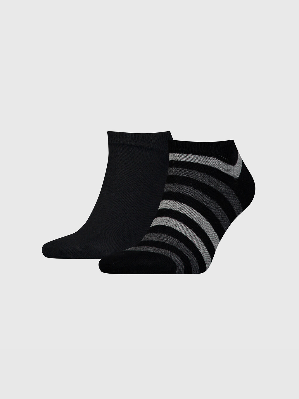 兩色條紋運動鞋型船襪, black, hi-res