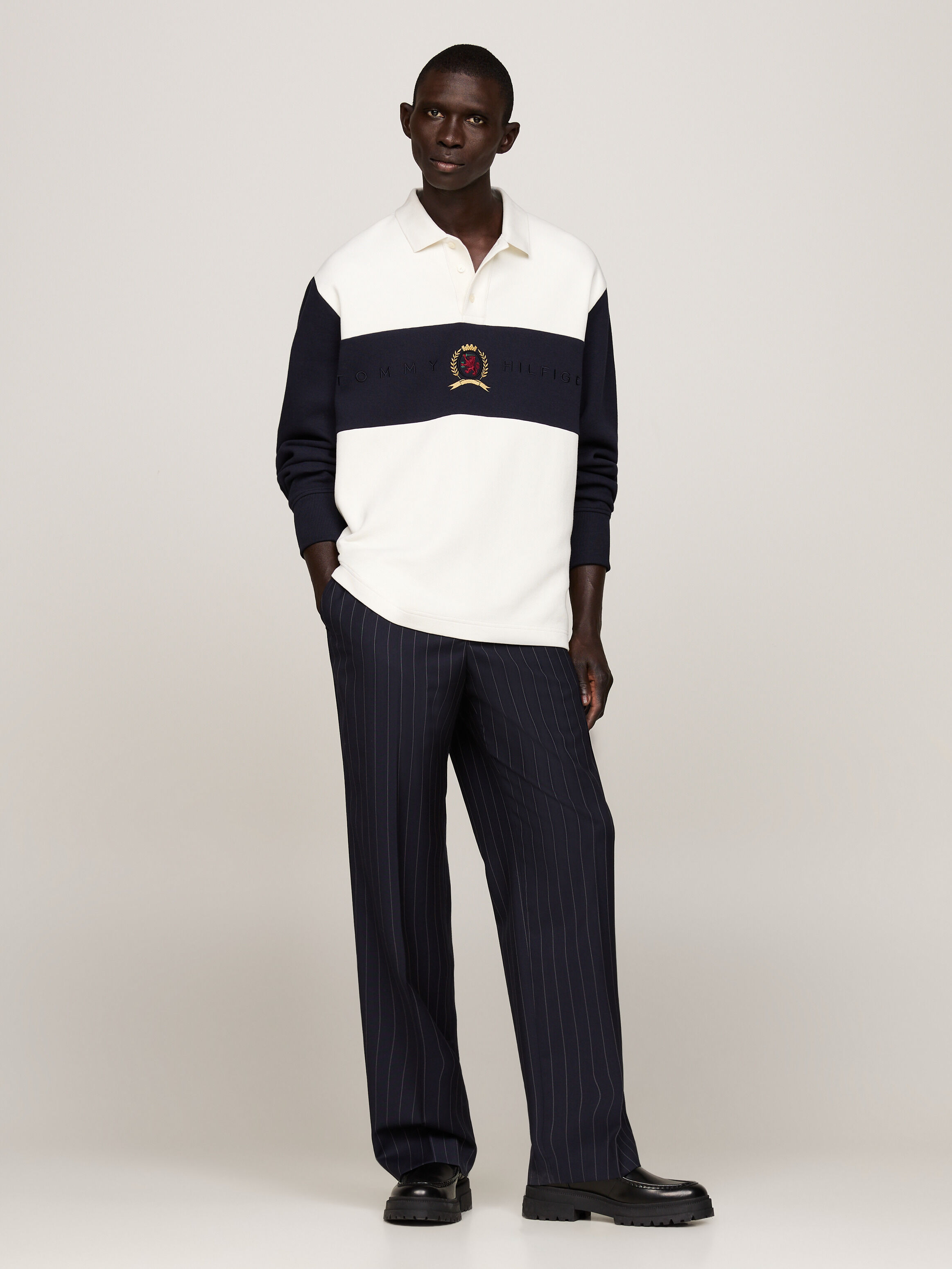 Crest Long Sleeve Boxy Polo Shirt