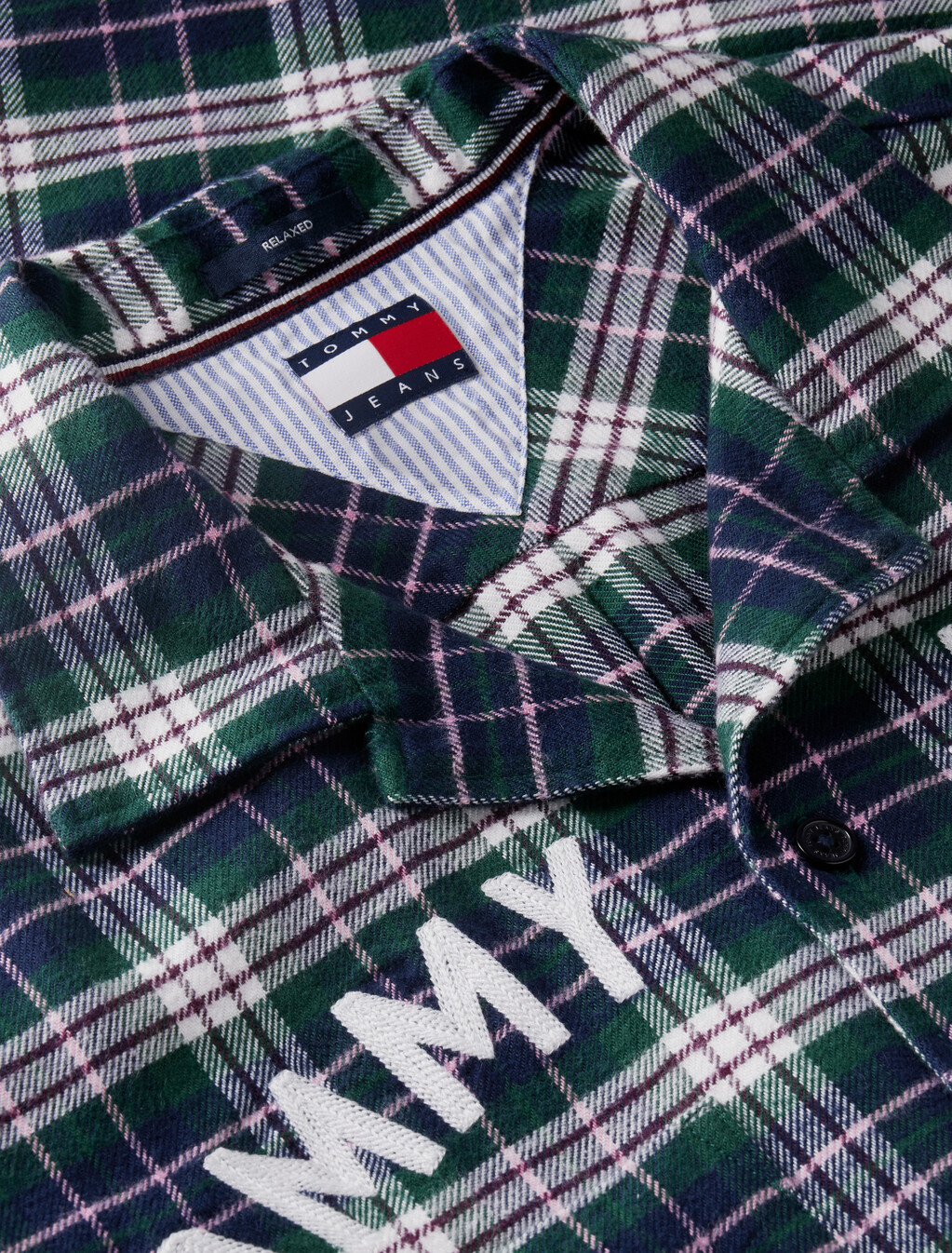 Relaxed Fit Logo Embroidery Flannel Shirt, Velvet Green Check, hi-res