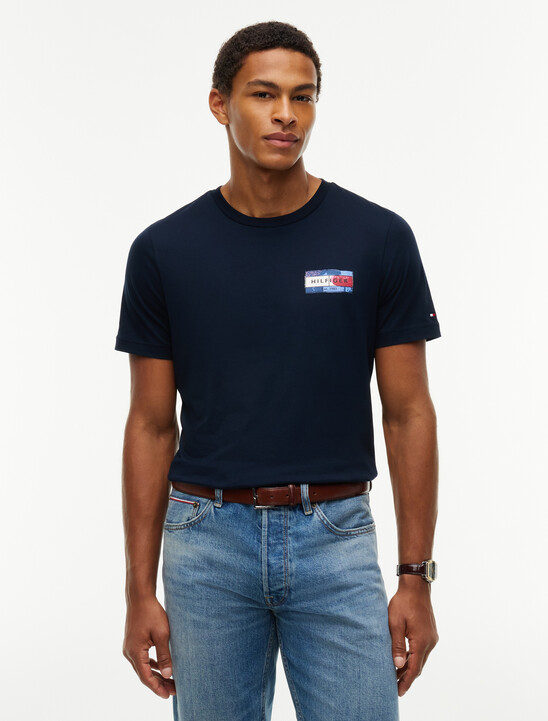 Back Flag Graphic Crew Neck T-Shirt