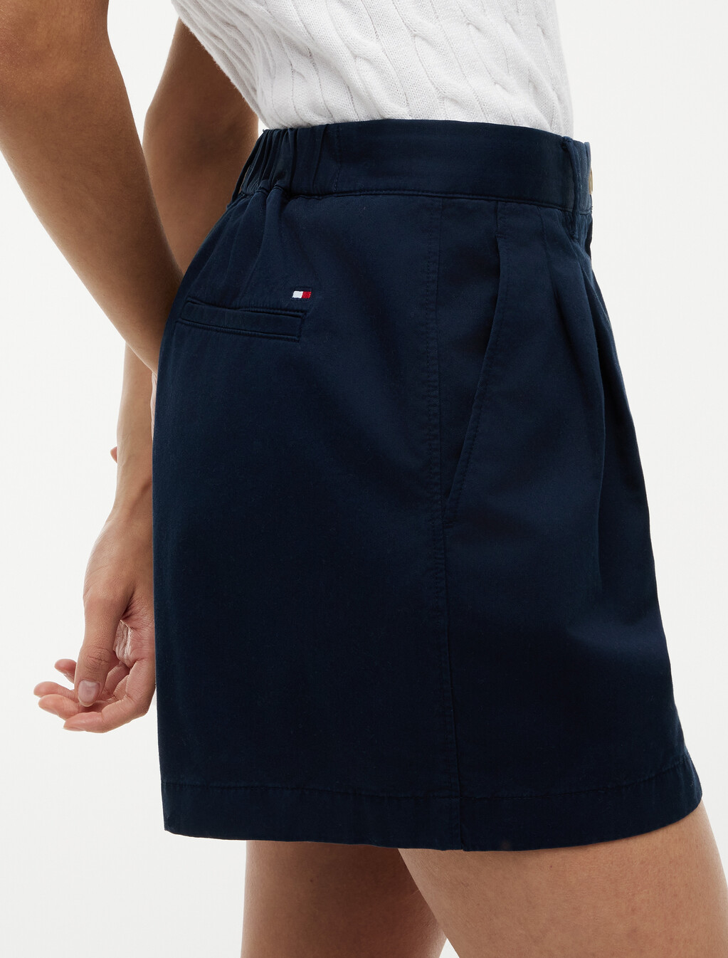 Washed Flared Chino Shorts, Dark Night Navy, hi-res