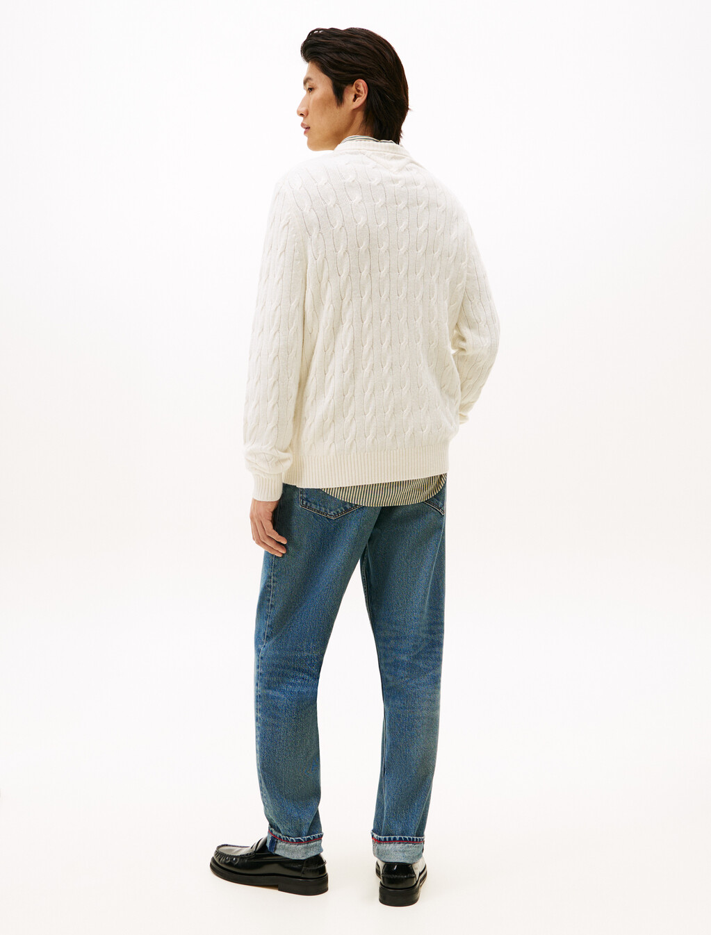 Pure Wool Cable Knit Jumper, Ivory Petal, hi-res