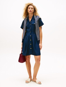 Viscose Twill Fit & Flare Mini Dress, Dark Night Navy, hi-res