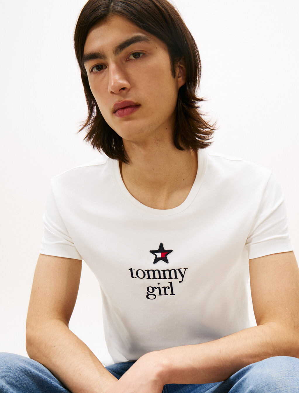 Tommy Girl 印花圖案標準版型 T 恤, Ecru, hi-res