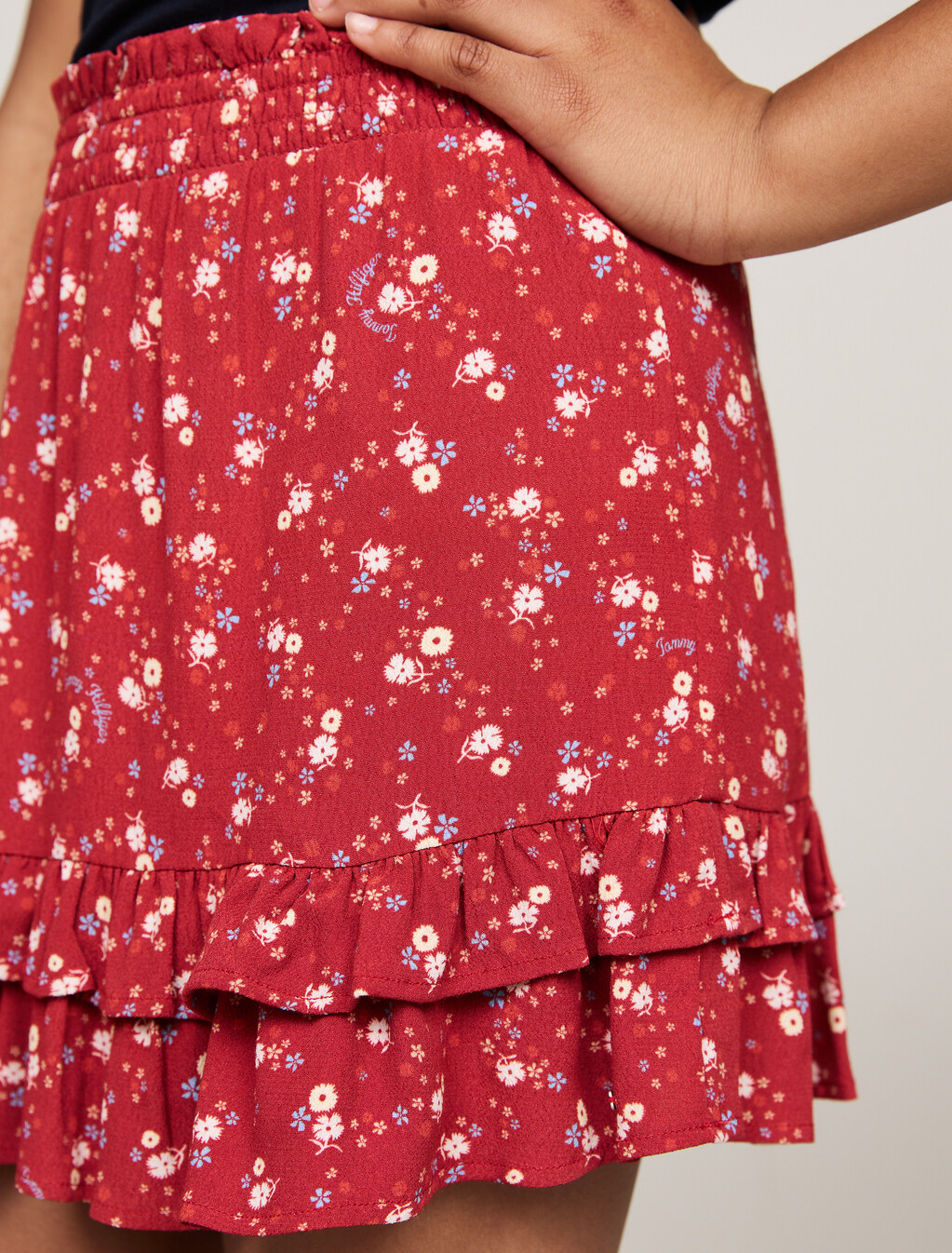 Mountain Floral Print Flared Mini Skirt, Dark Magma Allover Flower, hi-res
