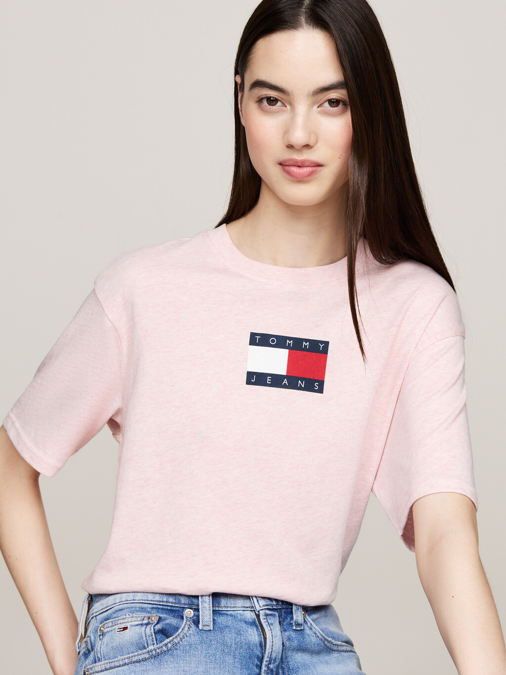 Mélange Crew Neck Relaxed T-Shirt, Ballet Pink Melange, hi-res