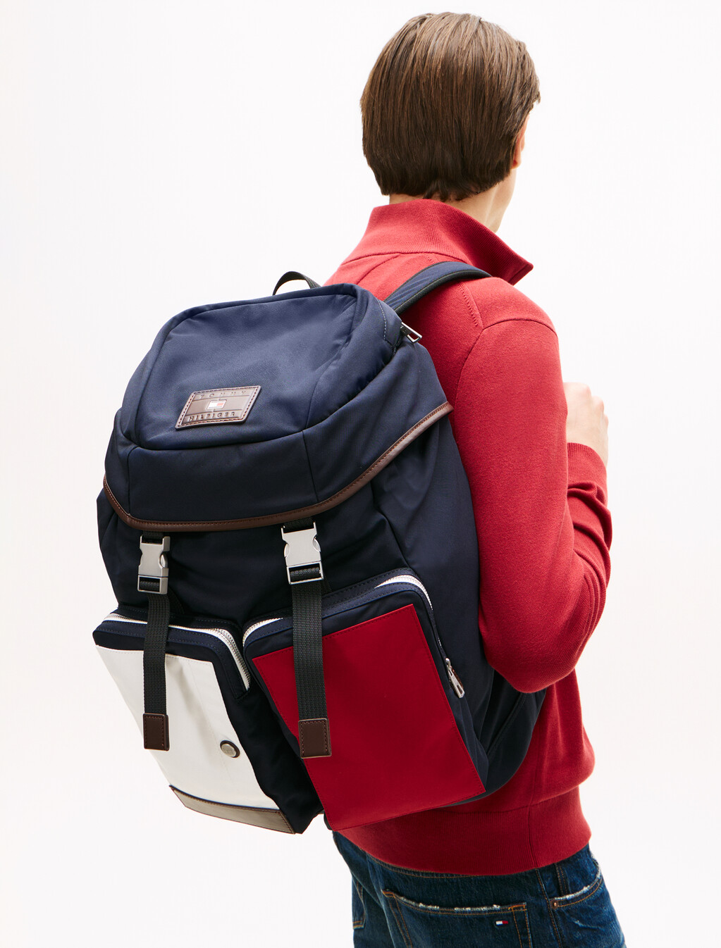 Casual Pocket Flap Backpack, Space Blue, hi-res