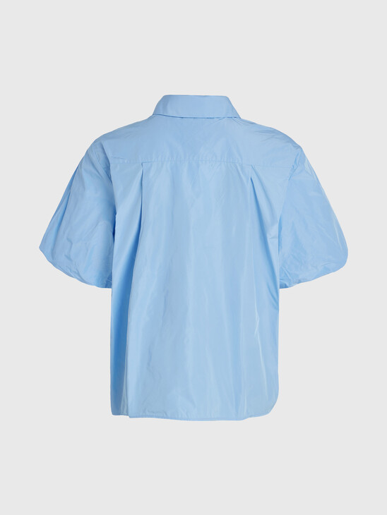 Taffeta Puff Short Sleeve Oversized Shirt