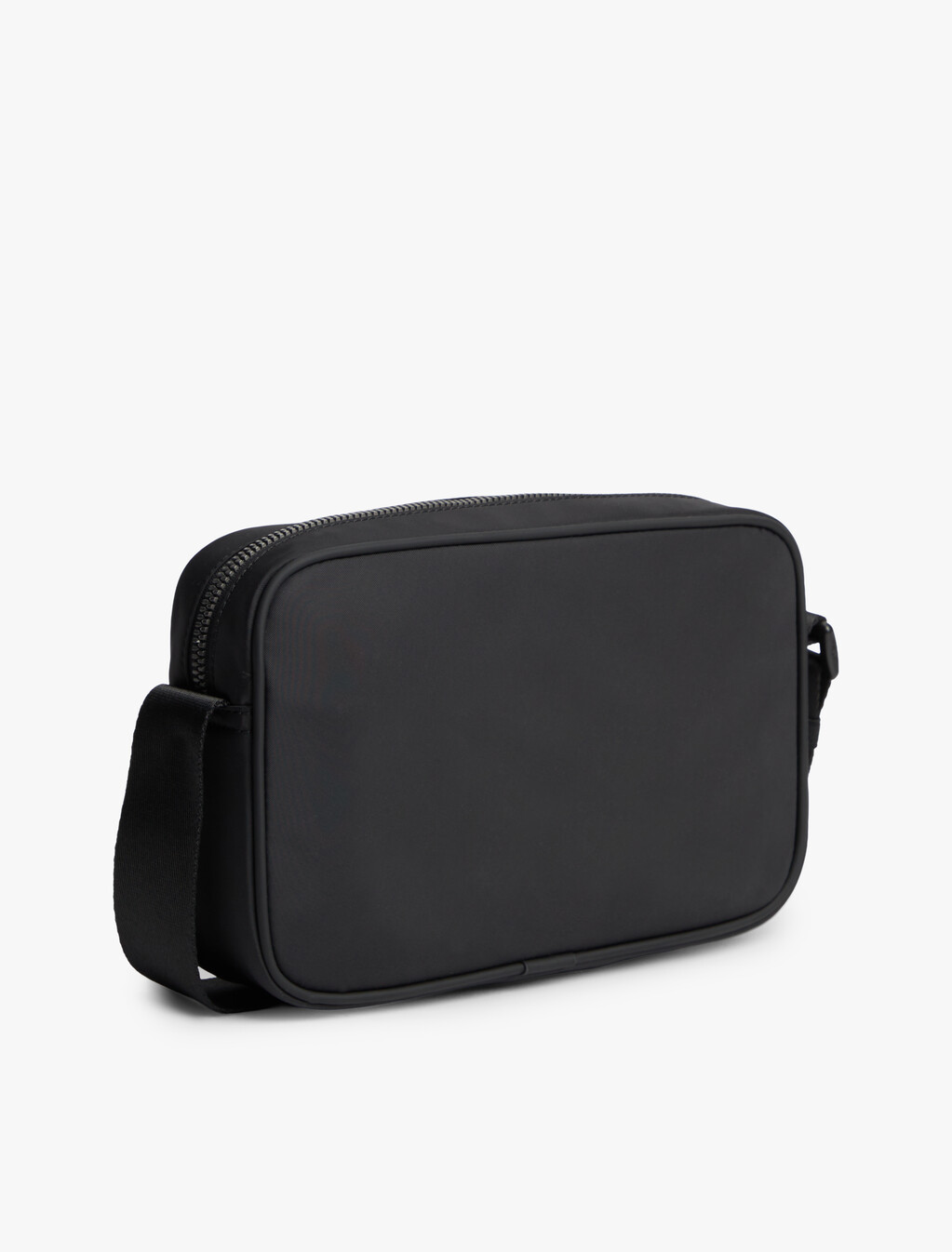 Metal Logo Crossbody Reporter Bag, Black, hi-res