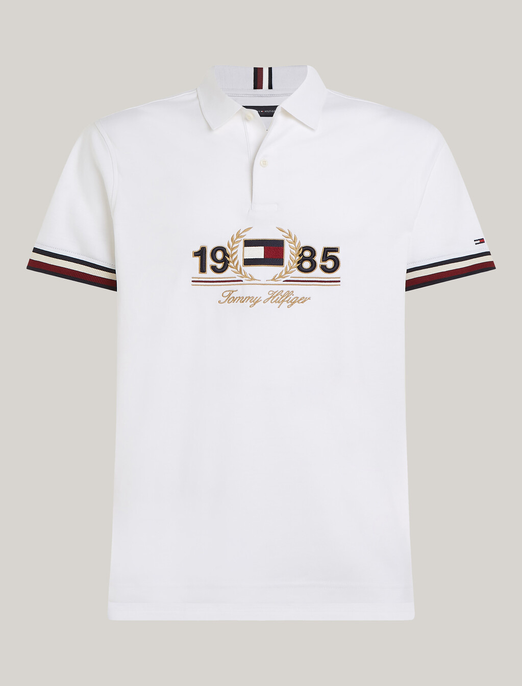 Contrast Collar 1985 Crest Polo, White, hi-res
