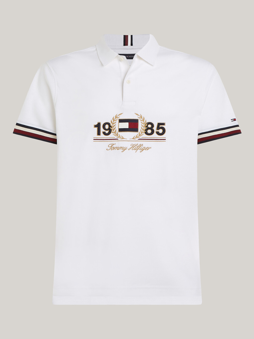 對比色領 1985 徽章 Polo 衫, White, hi-res