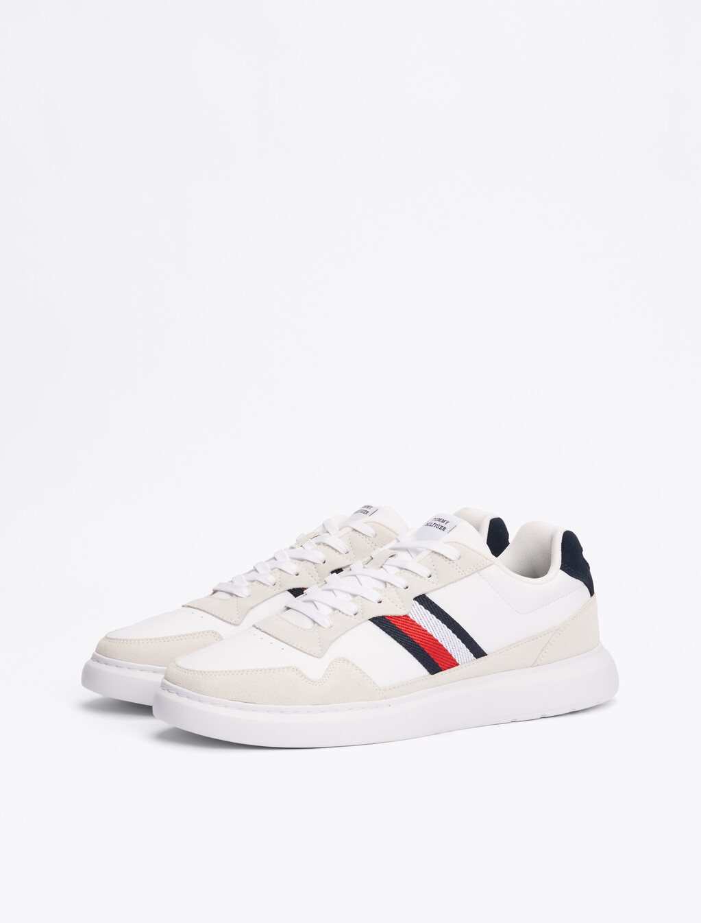 Signature Tape Cupsole Trainers, White/Desert Sky, hi-res
