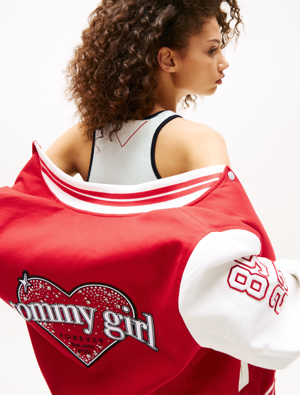 Tommy Girl 超修身短版針織背心, Ecru / Desert Sky, hi-res