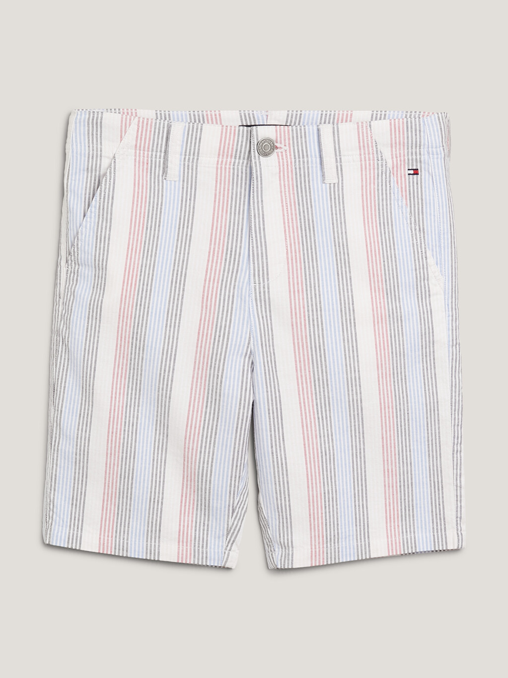 Oxford Stripe Straight Fit Chino Shorts, Calico/Rwb Stripe, hi-res