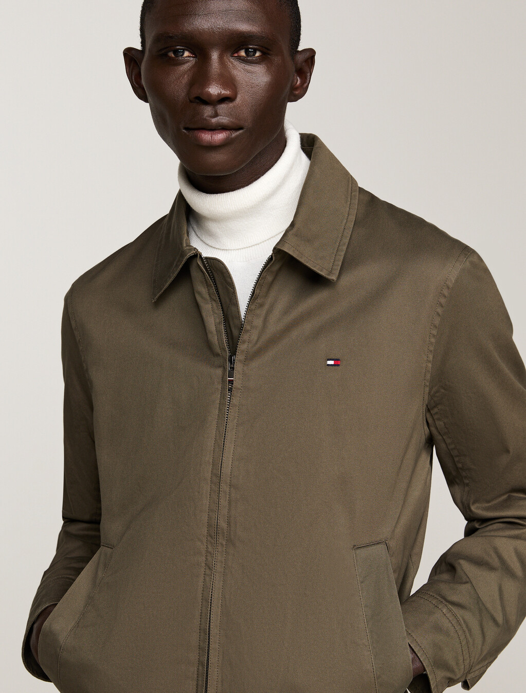 Flag Embroidery Cotton Ivy Jacket, Army Green, hi-res