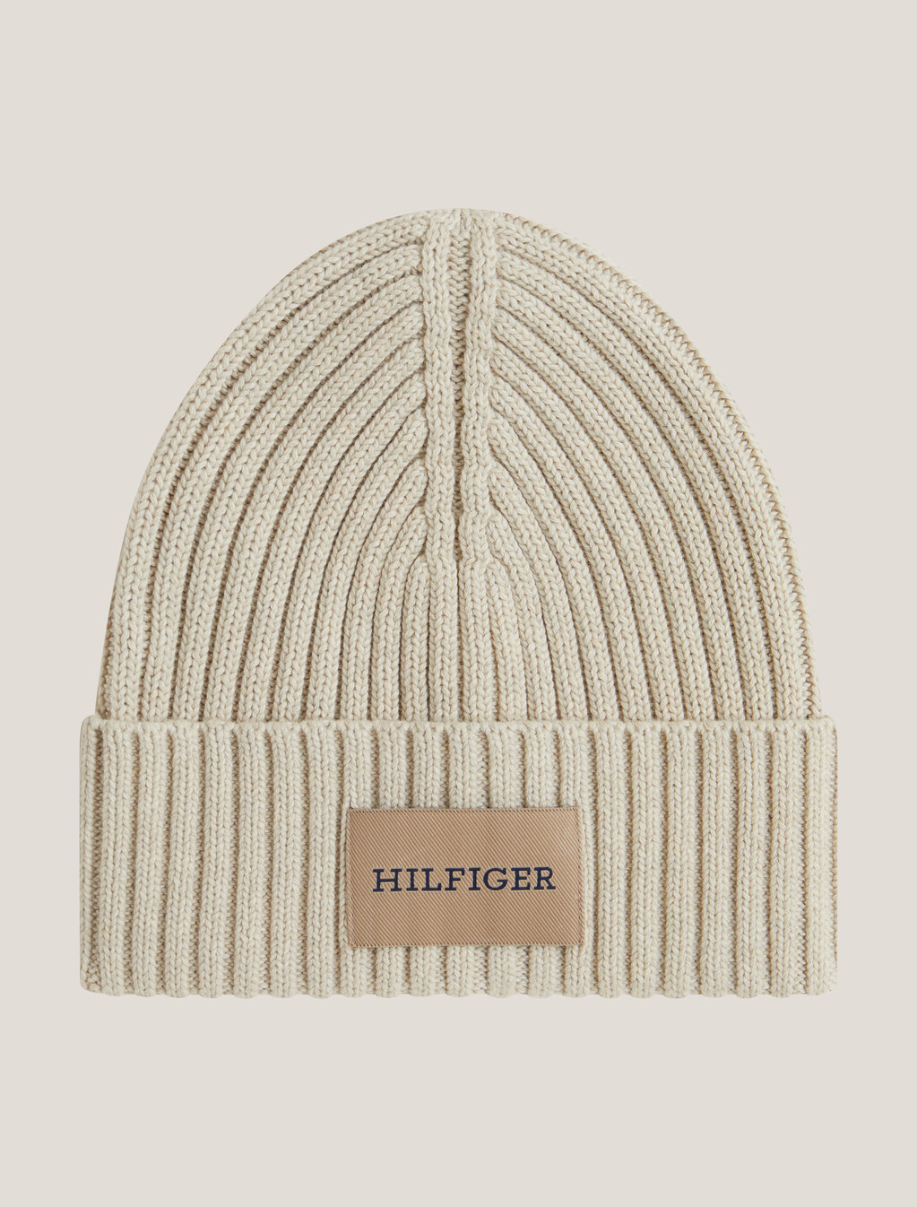 Hilfiger Monotype 羊毛羅紋針織帽, Beige, hi-res