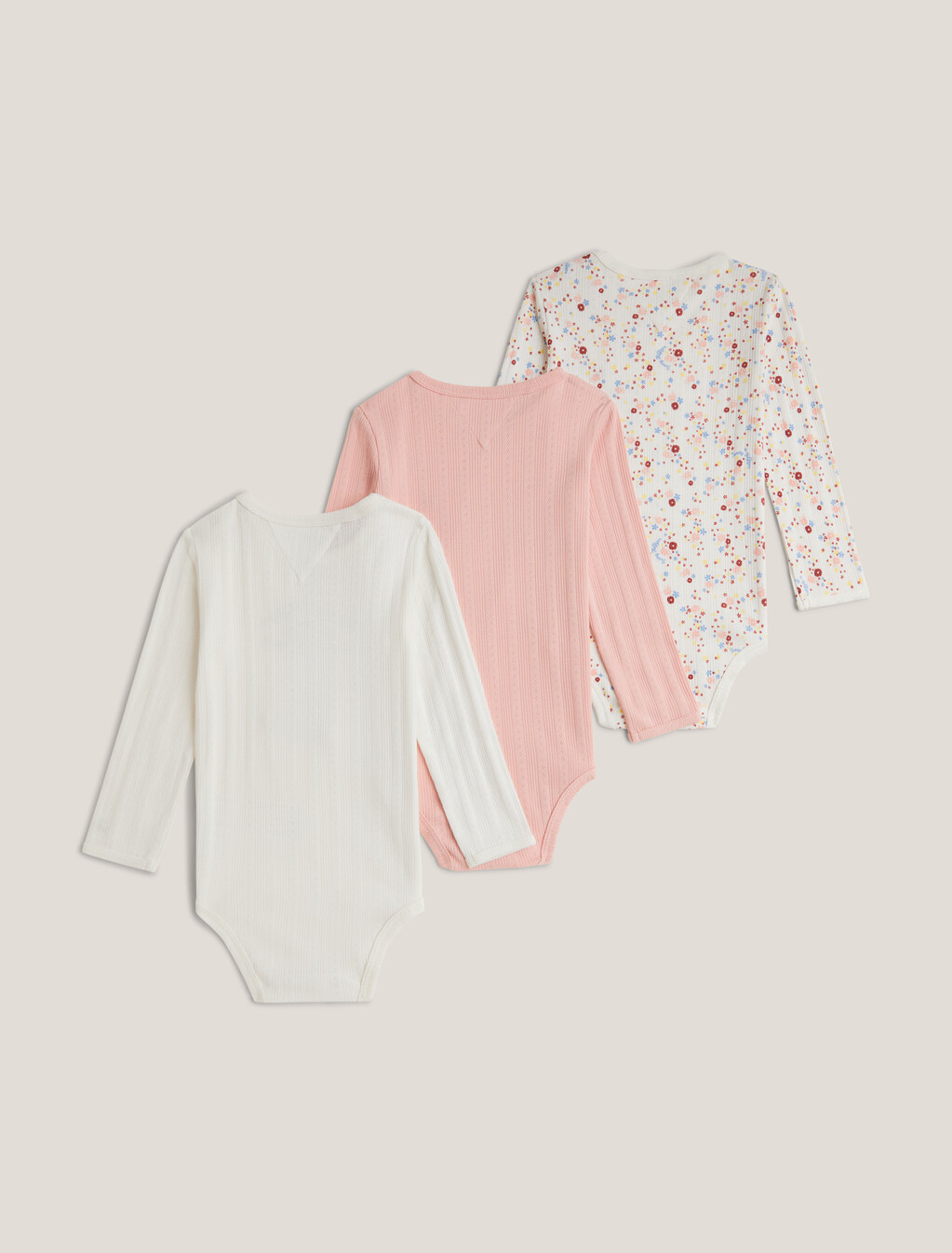 Kids 3 Pack Flower Pointelle Bodysuits, Ancient White Flower Allover, hi-res