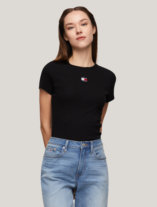 Slim Badge Ribbed T-Shirt