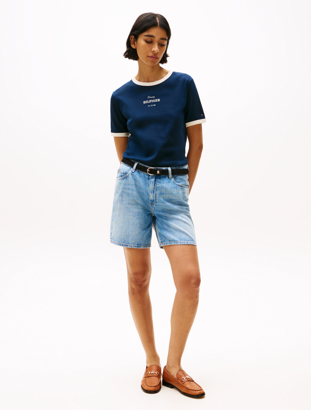 Logo Contrast Trim T-Shirt, Dark Night Navy, hi-res
