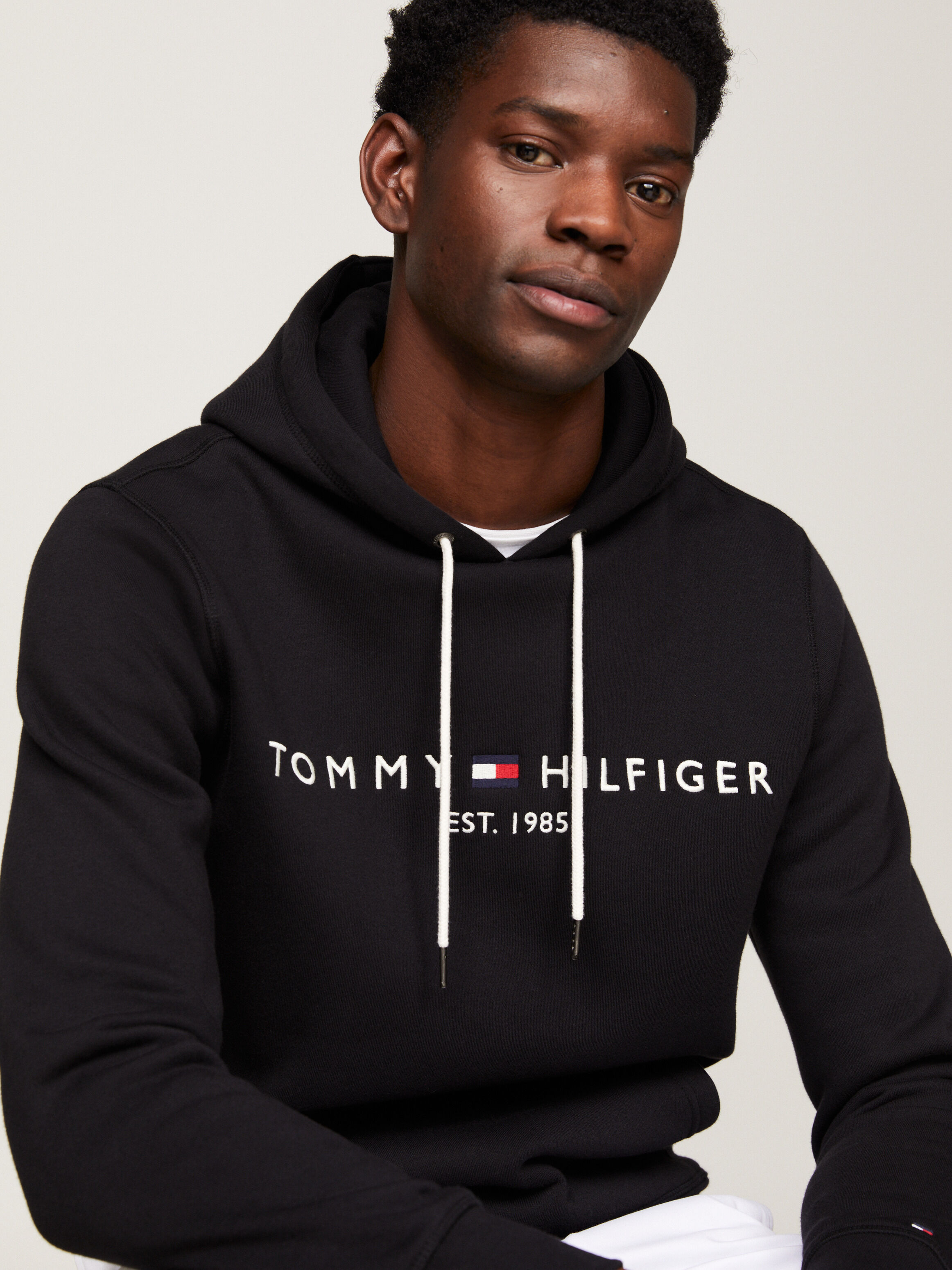 Tommy hilfiger logo hoodie black top