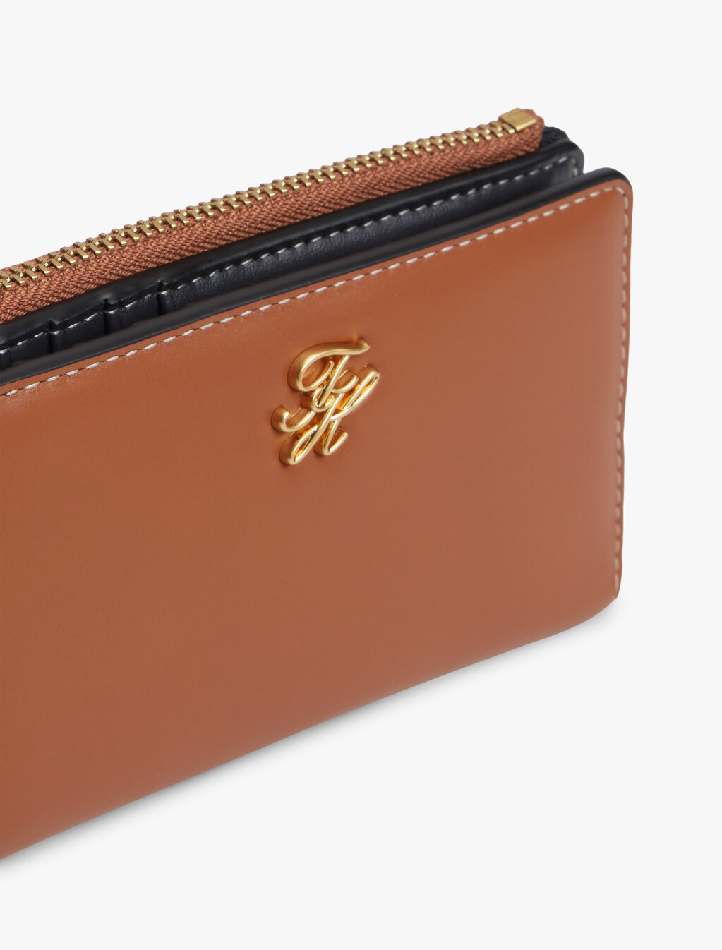 草書風 Monogram 標誌皮革對摺式銀包, Cognac, hi-res