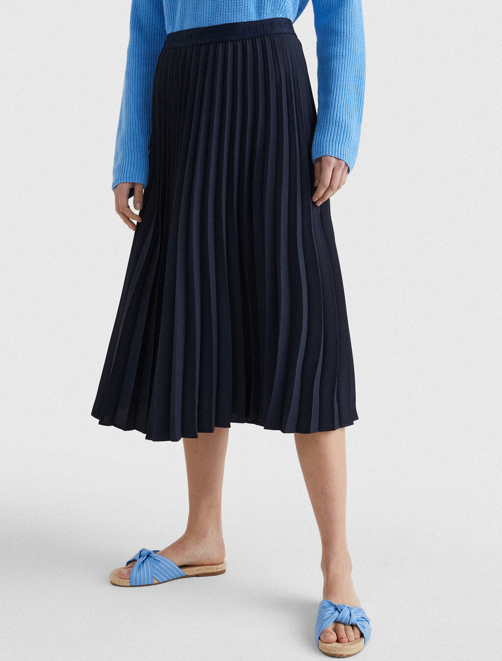 Twill Midi Pleated Skirt, Desert Sky, hi-res