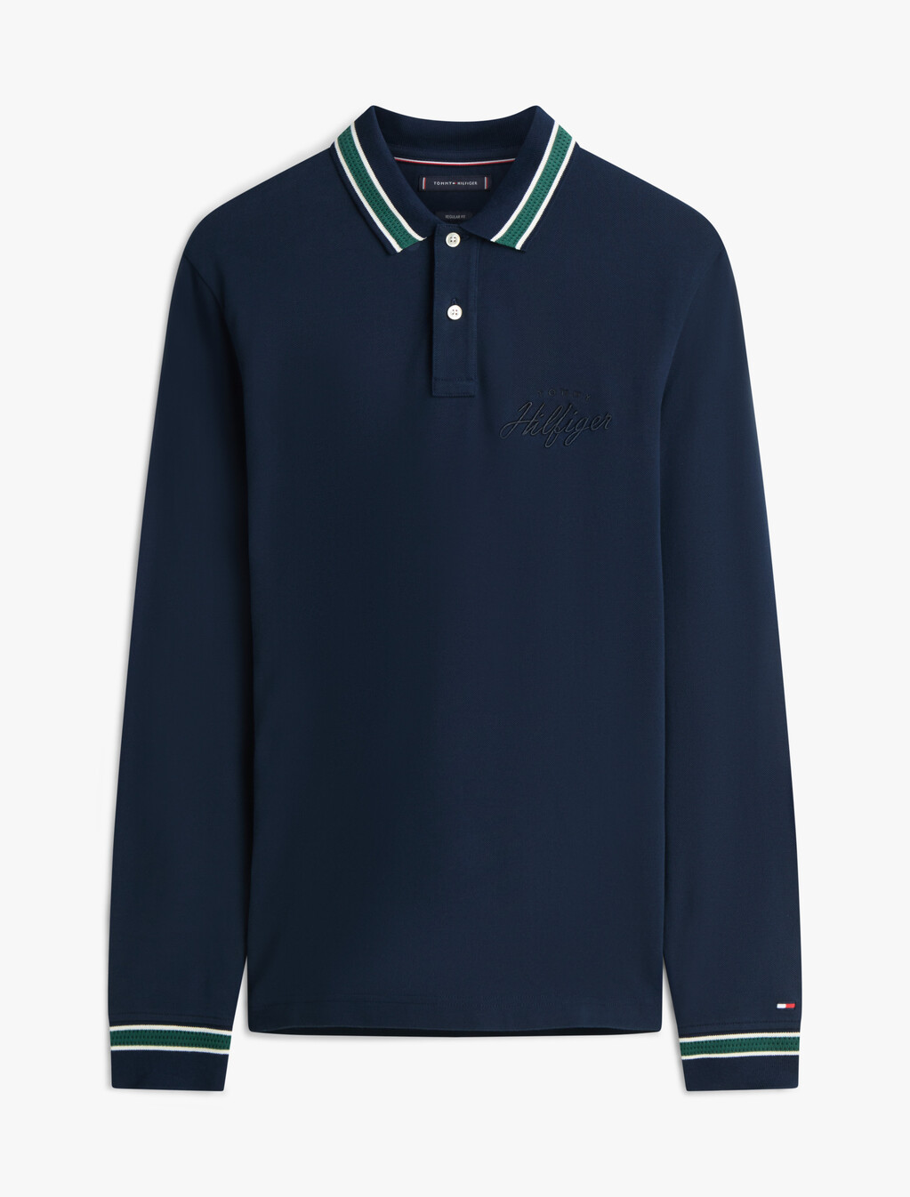 Regular Fit Tipped Long Sleeve Polo Shirt, Dark Night Navy, hi-res