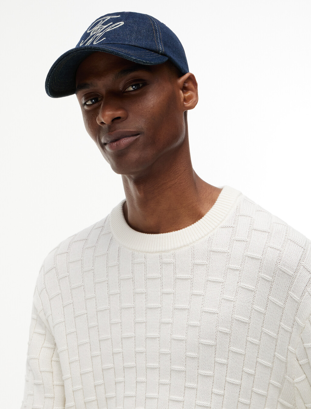 Logo Embroidery Denim Baseball Cap, Dark Denim, hi-res
