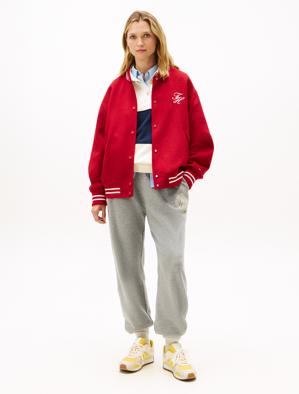 Double-Faced Wool Blend Bomber Jacket, Primary Red, hi-res