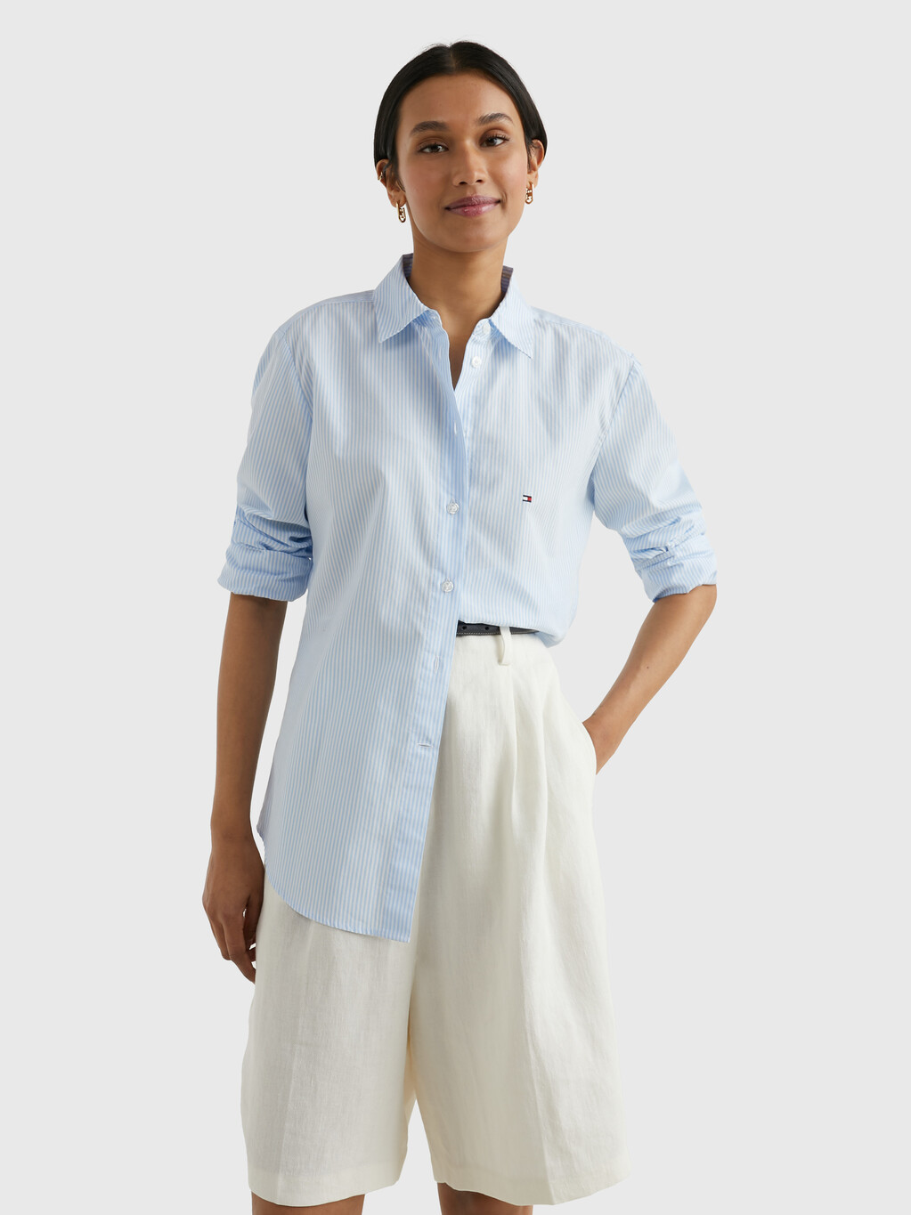 伊薩卡條紋標準版型裇衫, Ithaca Stp/ Blue, hi-res
