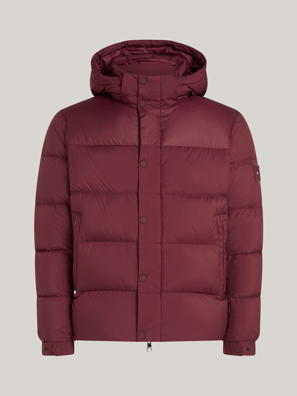 Hooded Down Puffer Jacket, Deep Rouge, hi-res