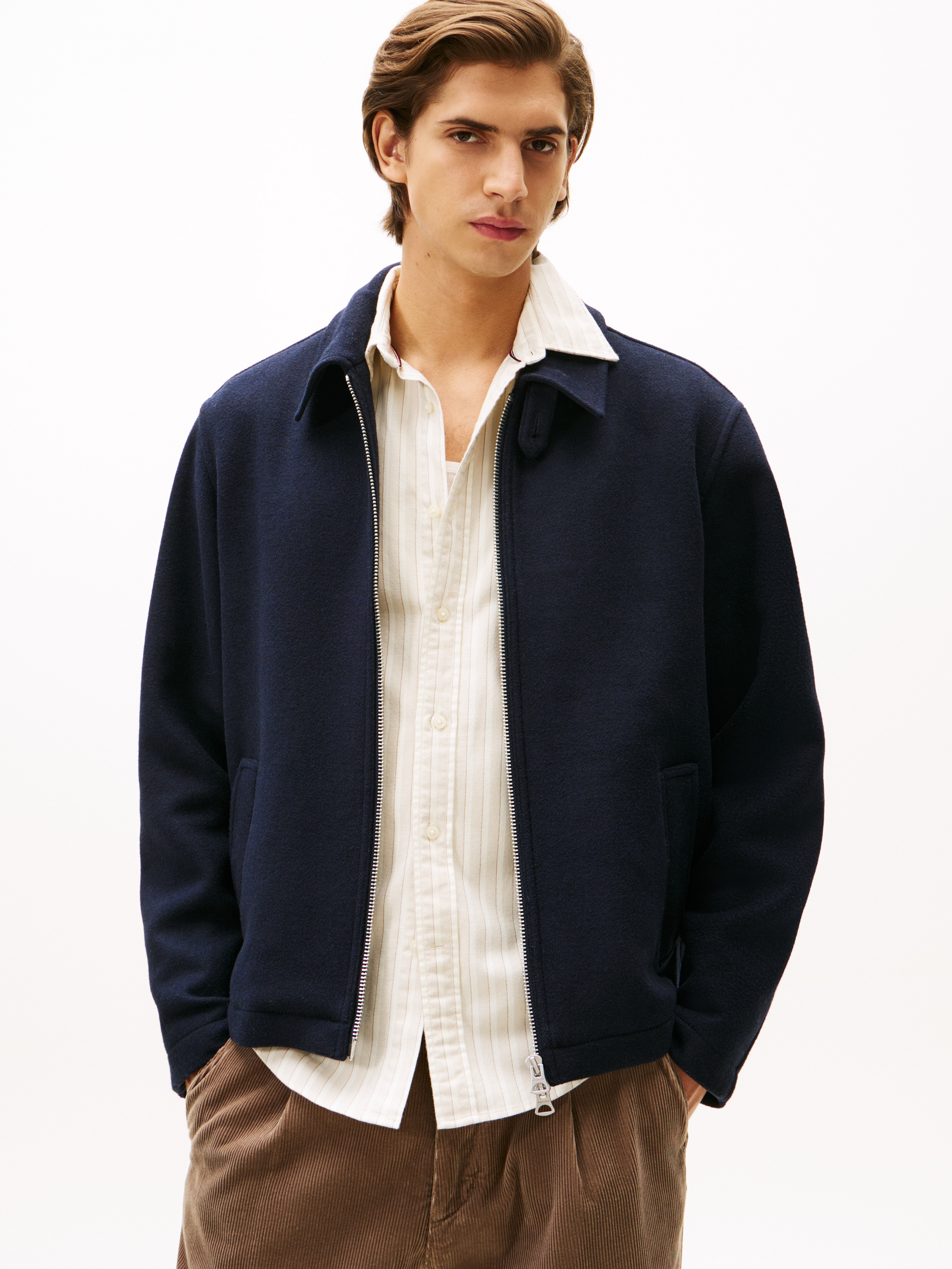 Wool Blend Zip-Thru Ivy Jacket | blue | Tommy Hilfiger Hong Kong